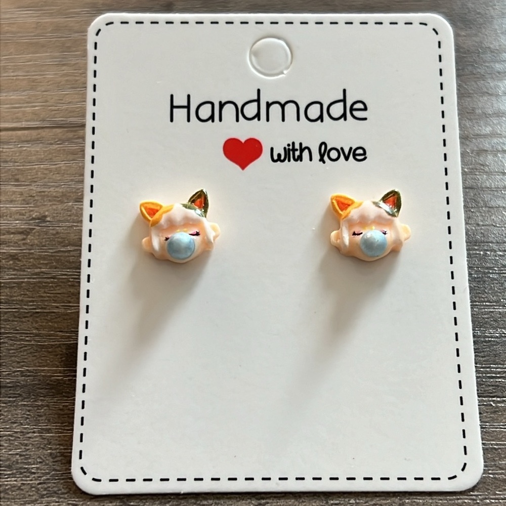Handmade bubble gum girl earrings